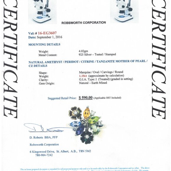 .925 Sterling Silver Amethyst/Peridot/Citrine/Tanzanite CZ Ring Sz 8 Value $590 - Picture 5 of 7